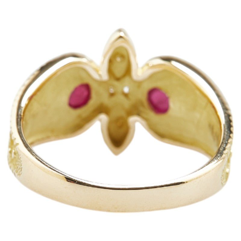 K18YG Yellow Gold Ruby Owl Motif Ring