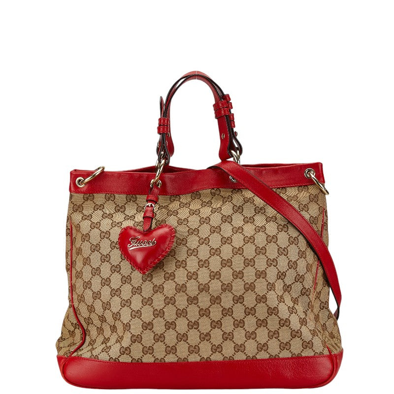 Gucci Canvas Leather Valentine 2WAY Handbag