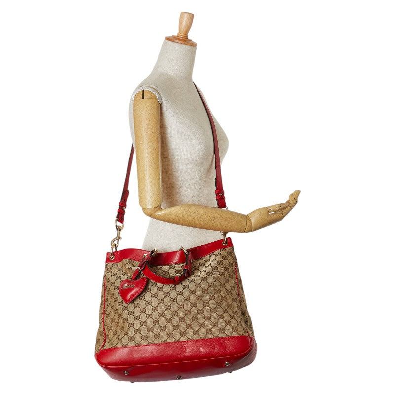 Gucci Canvas Leather Valentine 2WAY Handbag