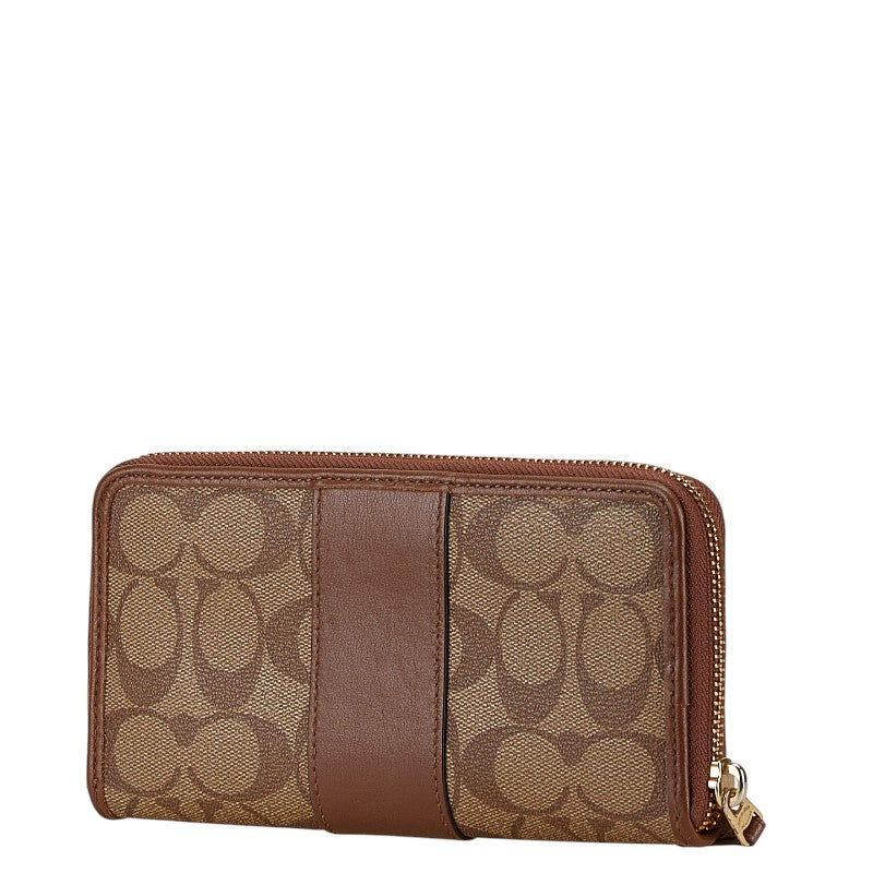 Coach Signature Zip Wallet F54630 Beige Brown