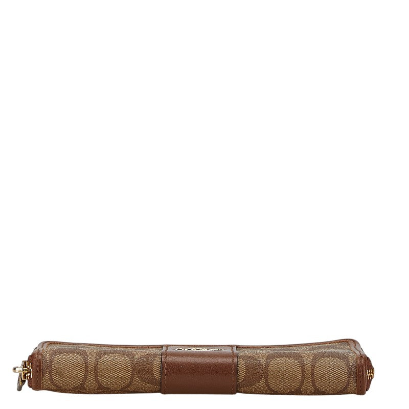 Coach Signature Zip Wallet F54630 Beige Brown