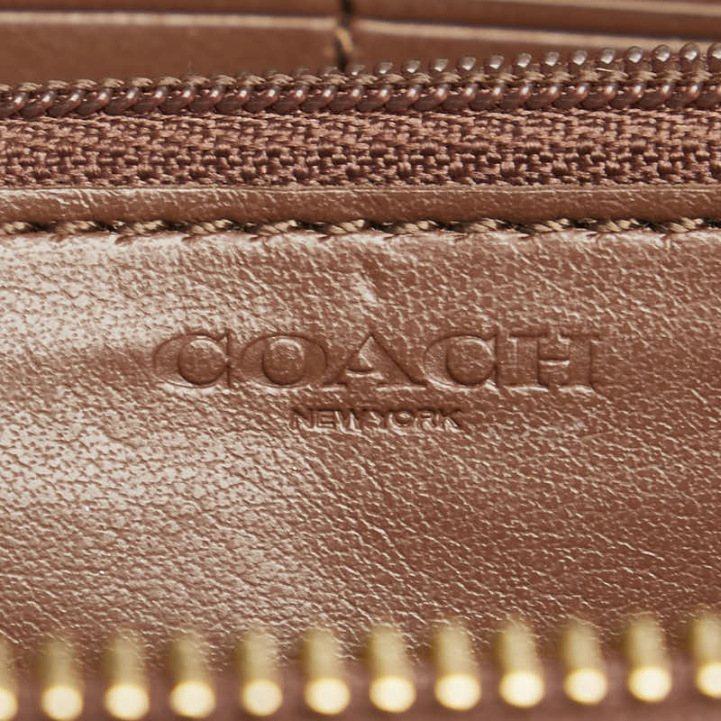 Coach Signature Zip Wallet F54630 Beige Brown