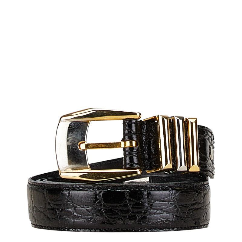 Versace Medusa Croc Embossed Leather Belt