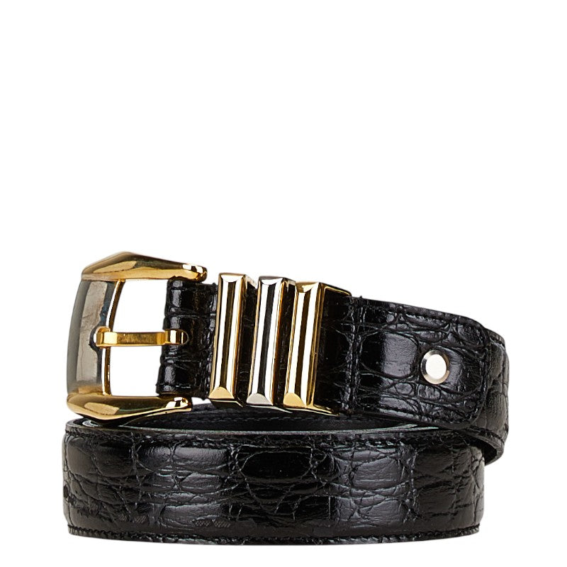 Versace Medusa Croc Embossed Leather Belt