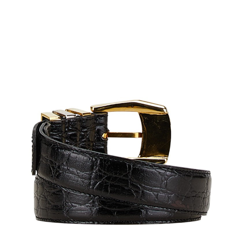 Versace Medusa Croc Embossed Leather Belt