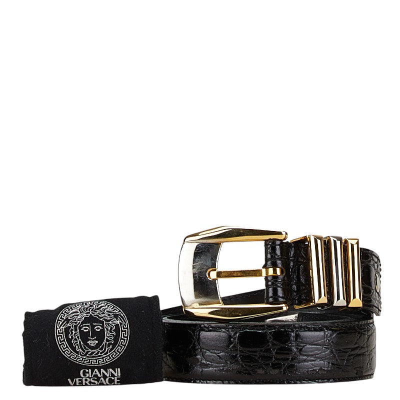 Versace Medusa Croc Embossed Leather Belt