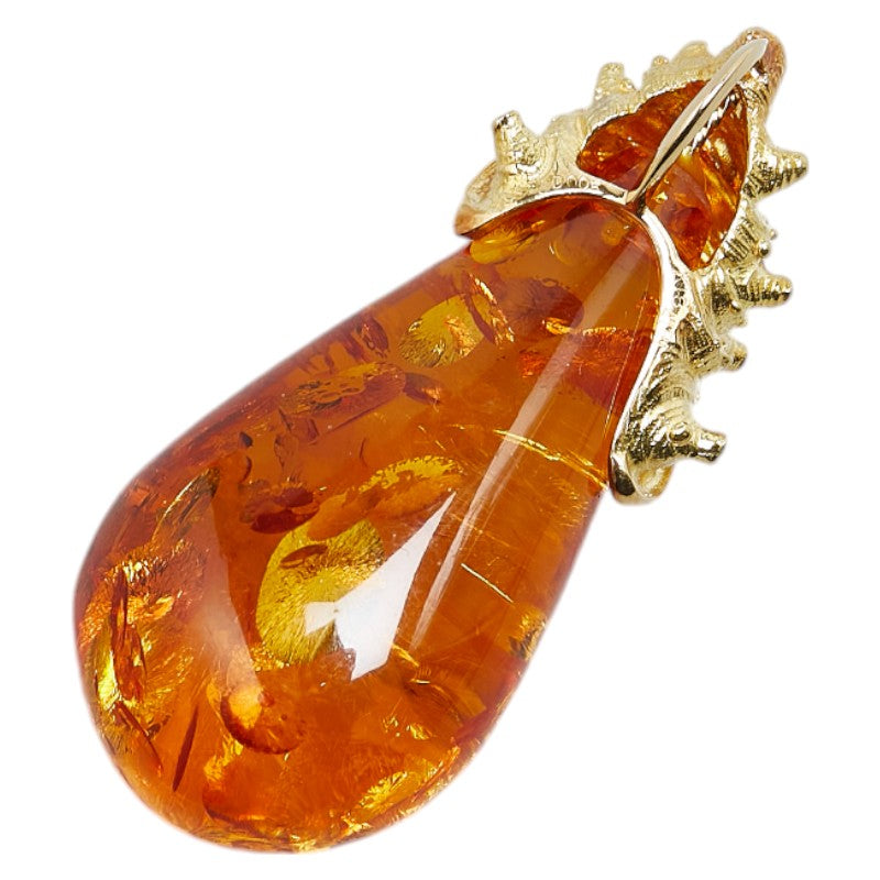 K18YG Yellow Gold Amber Diamond Pendant