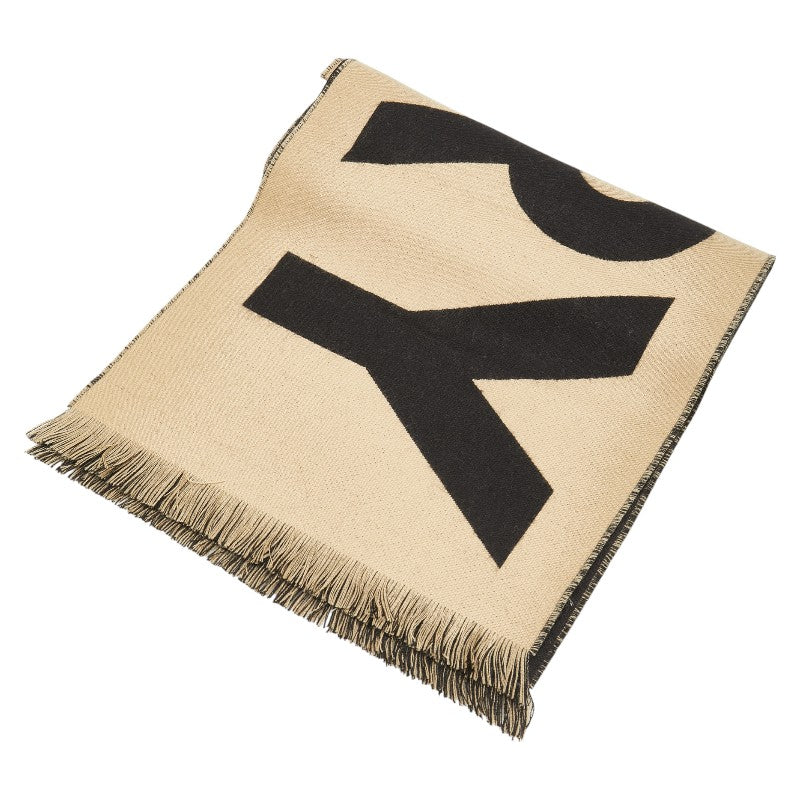 Burberry Wool Logo Scarf Beige Black