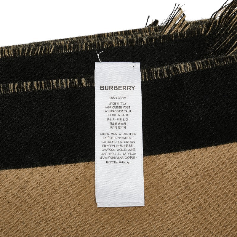 Burberry Wool Logo Scarf Beige Black