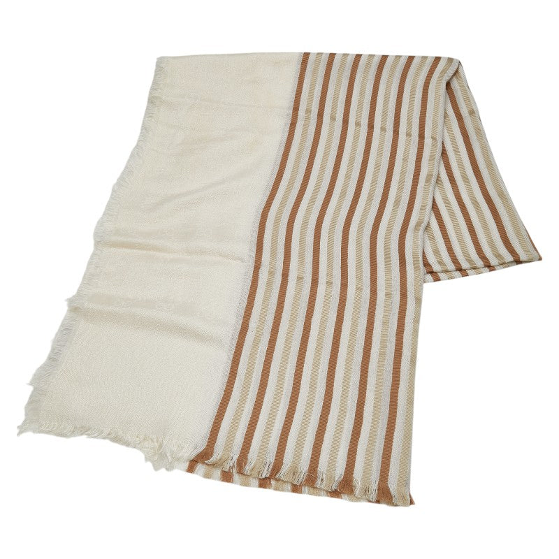 Gucci Wool GG Stripe Scarf Shawl Beige Brown