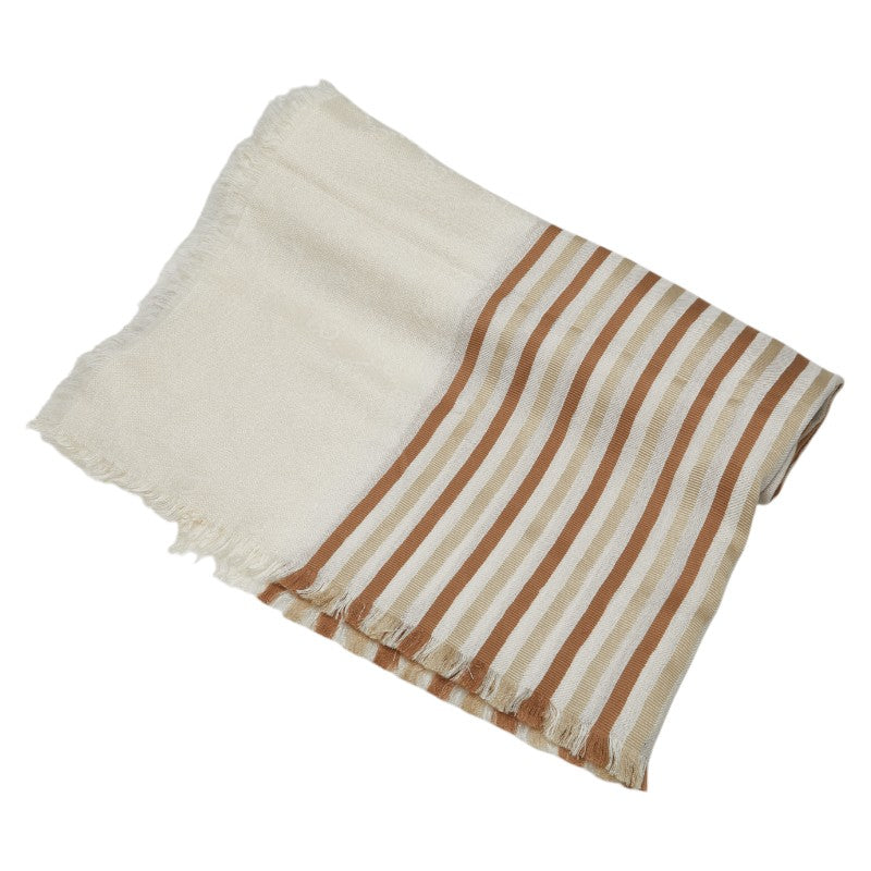 Gucci Wool GG Stripe Scarf Shawl Beige Brown