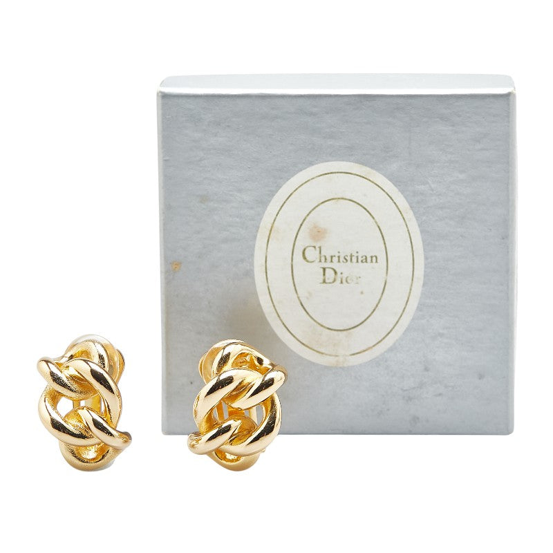 Dior Chain Motif Earrings Gold Plated