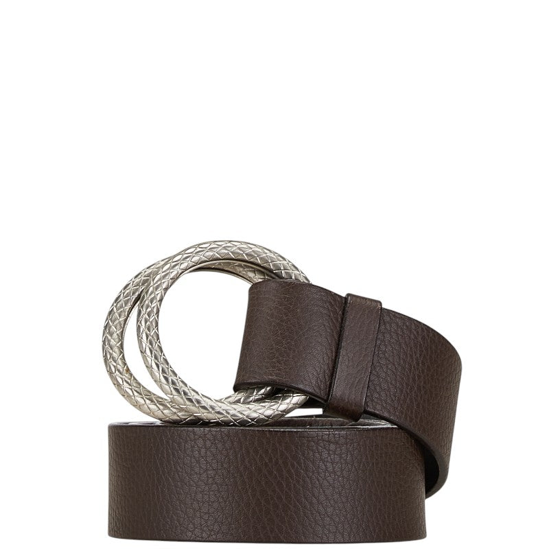 Bottega Veneta Leather Belt Brown Silver