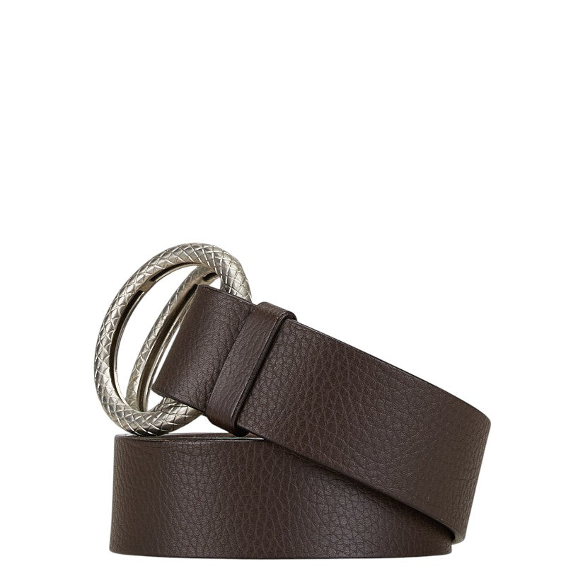 Bottega Veneta Leather Belt Brown Silver