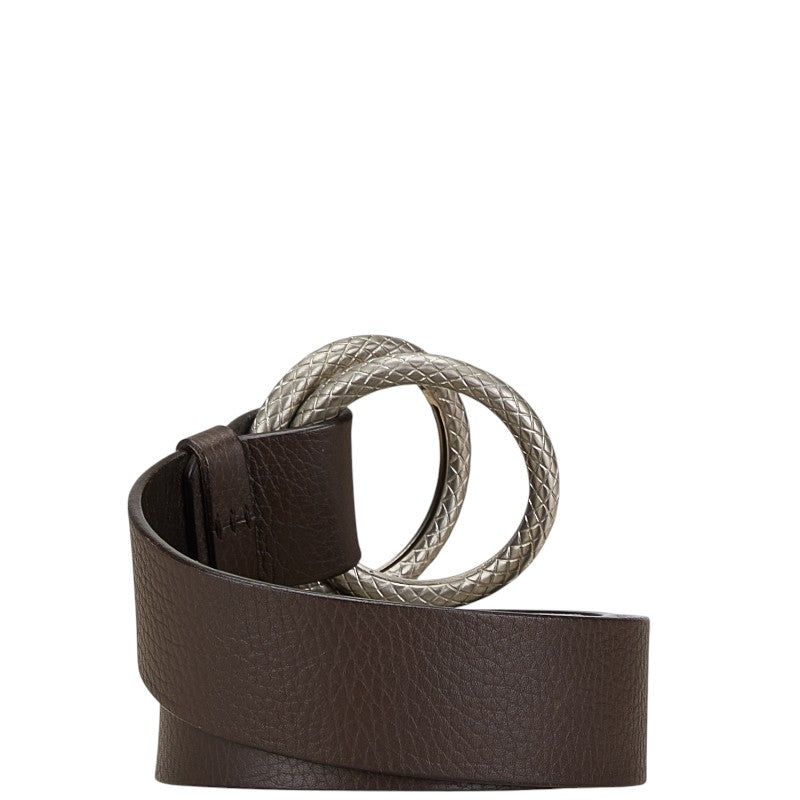 Bottega Veneta Leather Belt Brown Silver