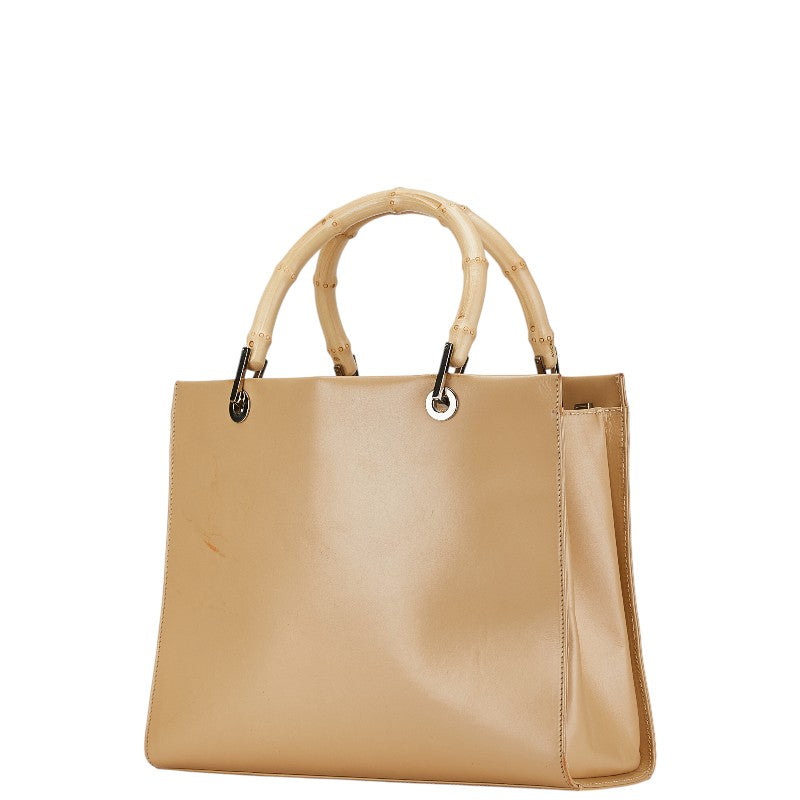 Gucci Bamboo Leather 2WAY Handbag Beige