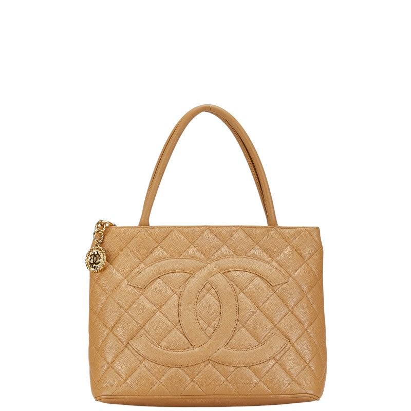 Chanel Caviar Skin Matelasse Tote Bag Beige