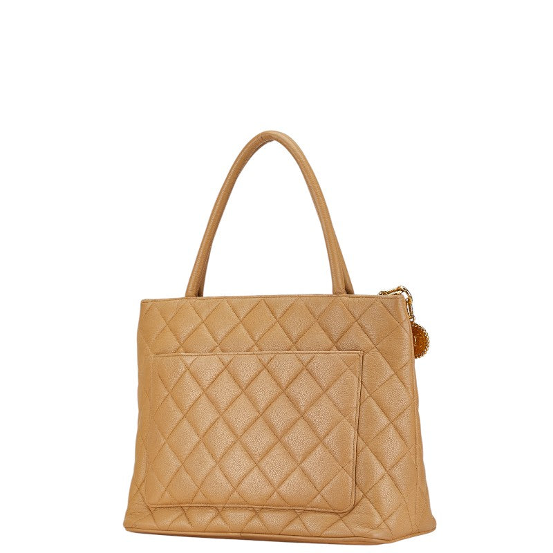 Chanel Caviar Skin Matelasse Tote Bag Beige