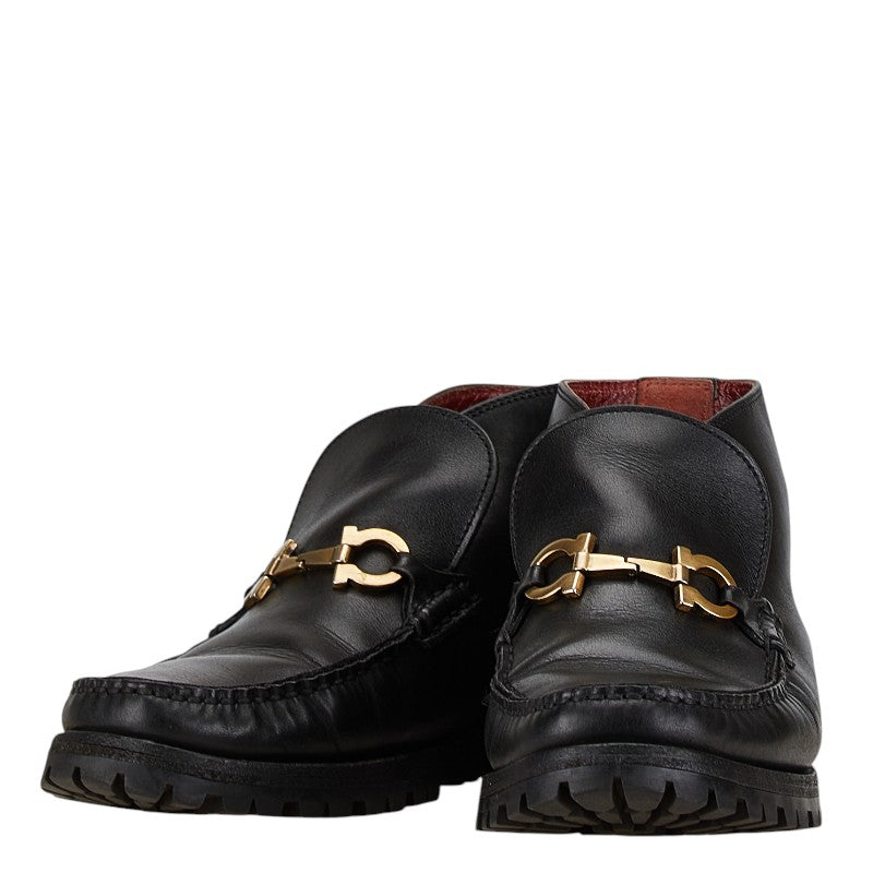 Salvatore Ferragamo Gancini Leather Short Boots