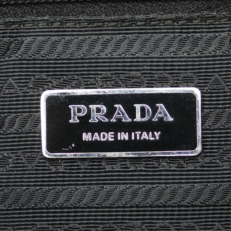 Prada Nylon Leather Triangle Logo Shoulder Bag