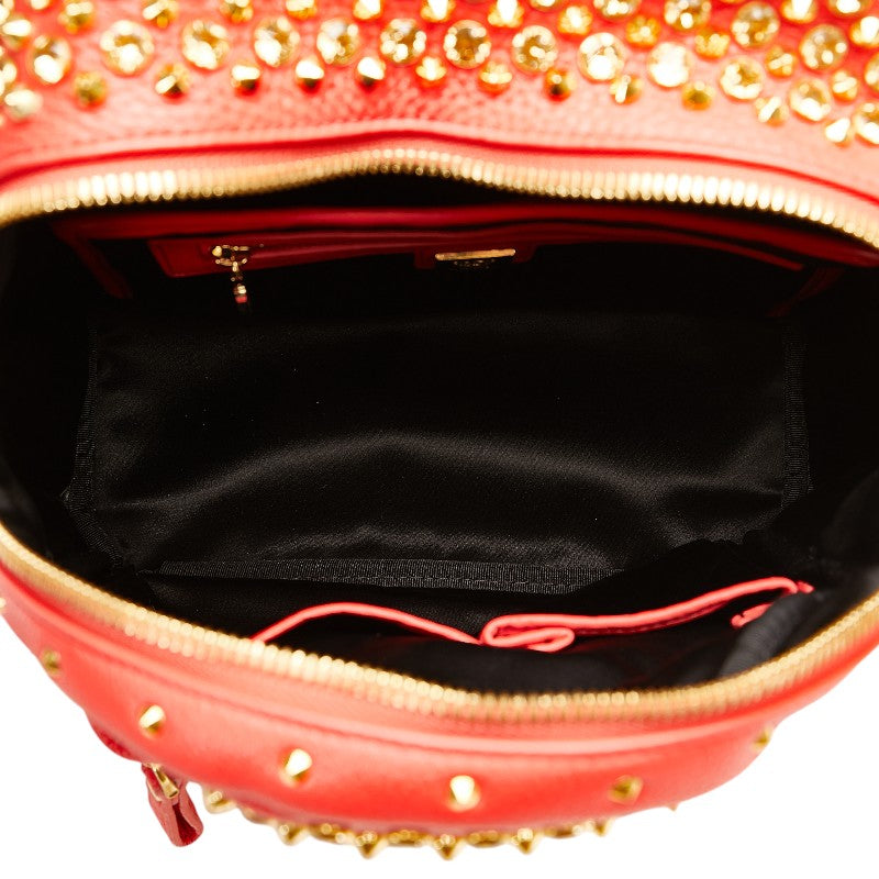 MCM Leather Studded Backpack Red