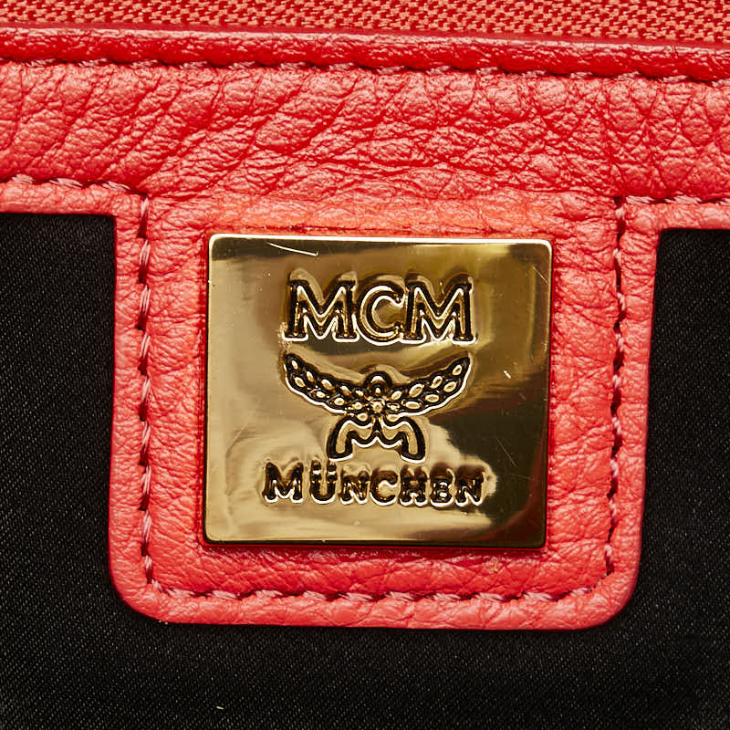 MCM Leather Studded Backpack Red