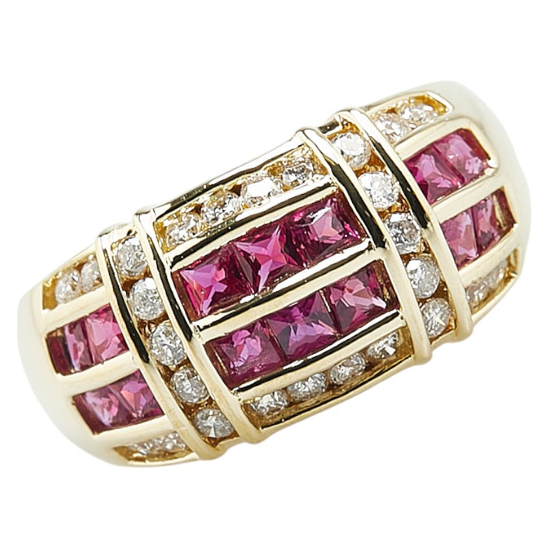 K18YG Yellow Gold Ruby 1.16ct Diamond 0.45ct Ring