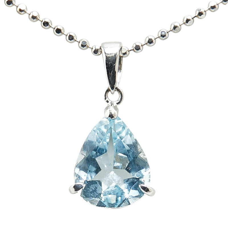 K18WG White Gold Aquamarine 1.98ct Pendant Necklace