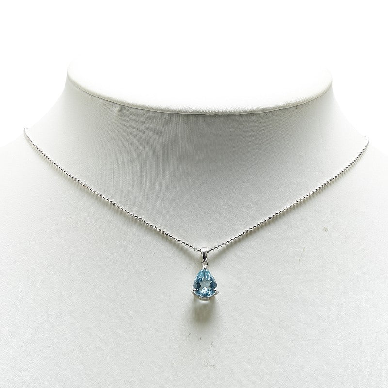 K18WG White Gold Aquamarine 1.98ct Pendant Necklace