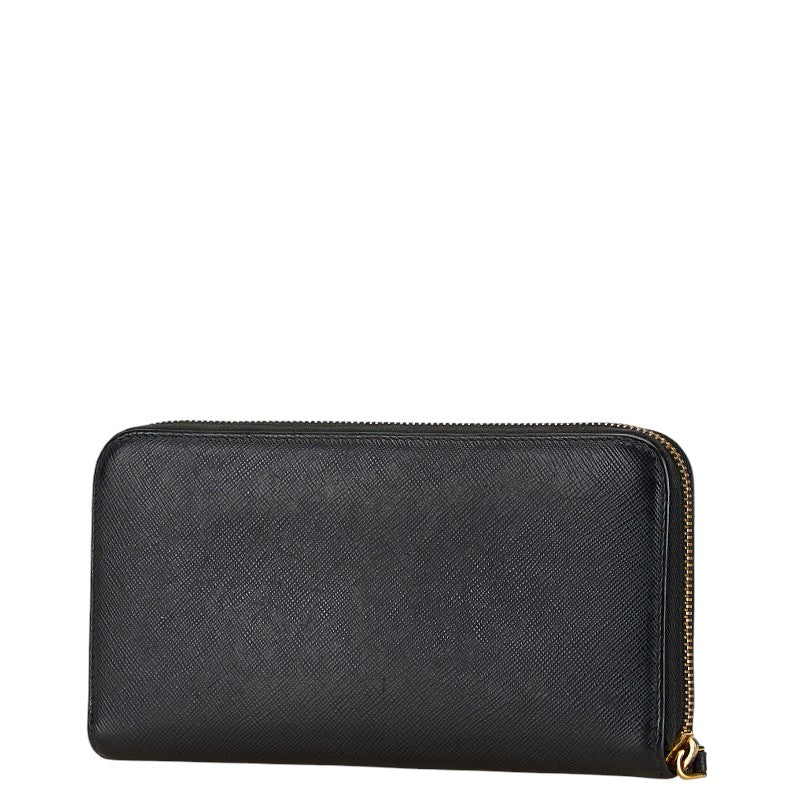 Prada Saffiano Leather Zip Wallet Black