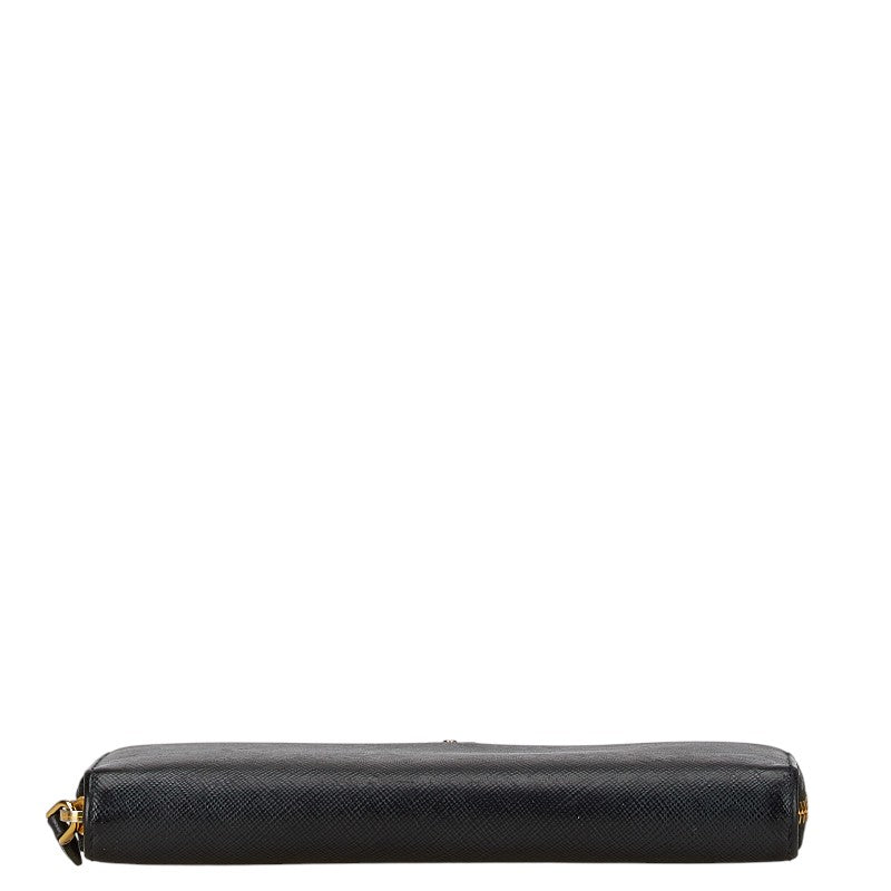 Prada Saffiano Leather Zip Wallet Black