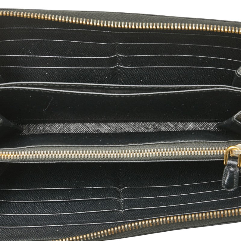 Prada Saffiano Leather Zip Wallet Black