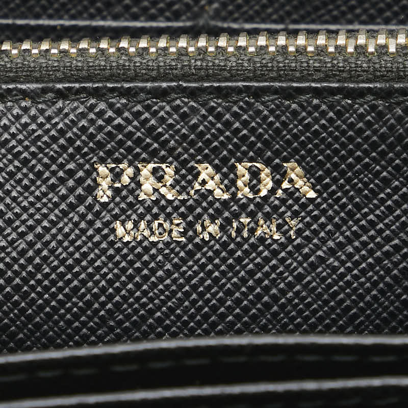 Prada Saffiano Leather Zip Wallet Black