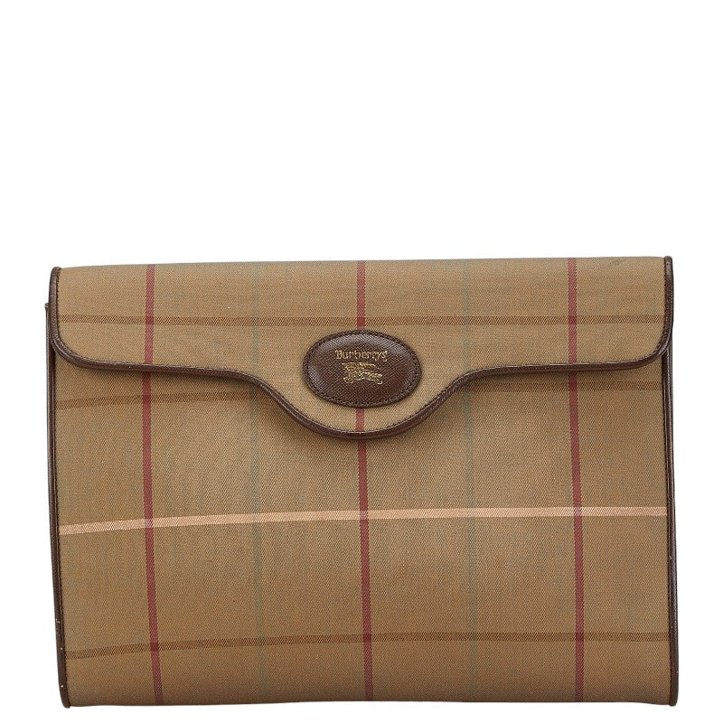 Burberry Canvas Leather Check Clutch Bag