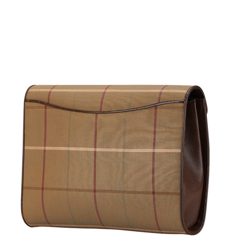 Burberry Canvas Leather Check Clutch Bag