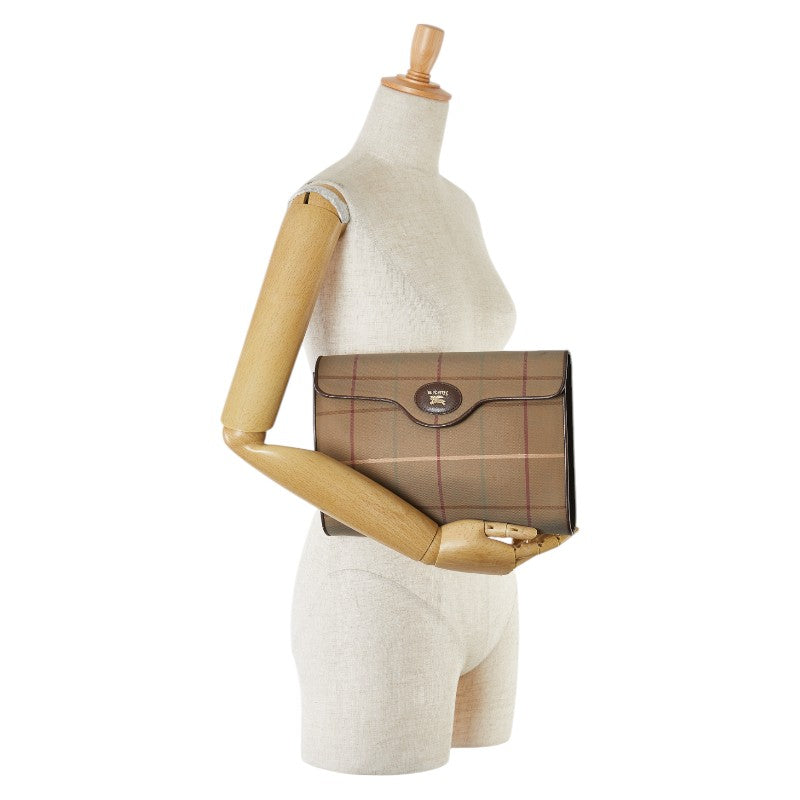 Burberry Canvas Leather Check Clutch Bag