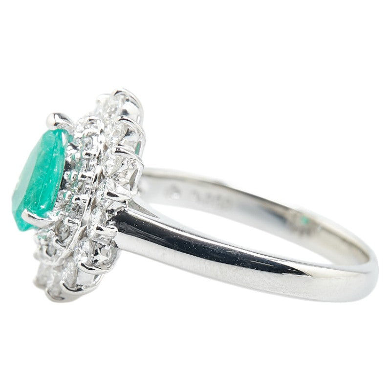 Pt850 Platinum Emerald Diamond Ring