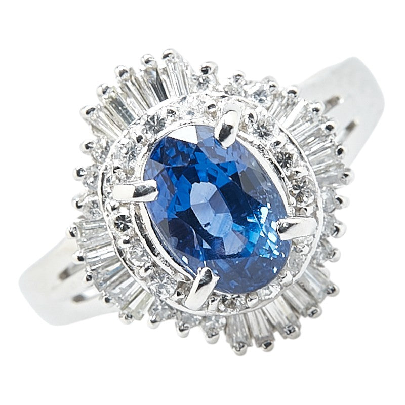 Pt900 Platinum Sapphire 2.06ct Diamond 0.59ct Ring