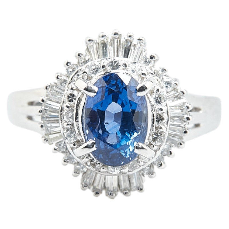 Pt900 Platinum Sapphire 2.06ct Diamond 0.59ct Ring