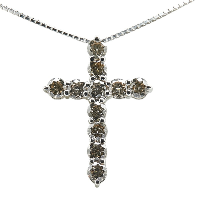 Platinum Diamond Cross Pendant Necklace