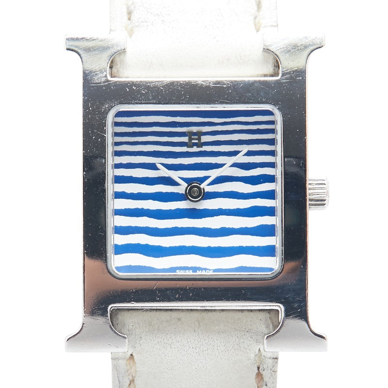 Hermes H Watch Zebra Quartz Stainless Steel Leather