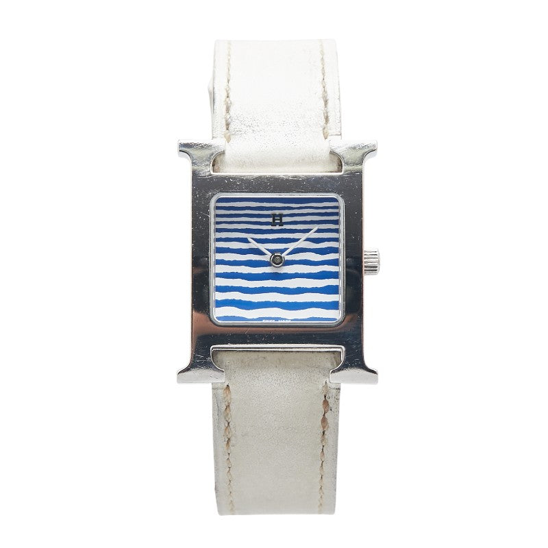 Hermes H Watch Zebra Quartz Stainless Steel Leather