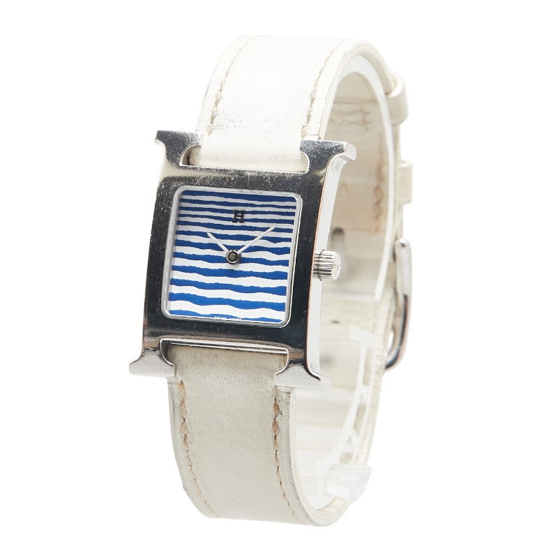 Hermes H Watch Zebra Quartz Stainless Steel Leather