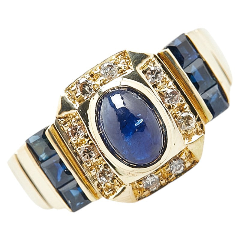 K18YG Yellow Gold Sapphire 1.20ct Diamond 0.10ct Ring