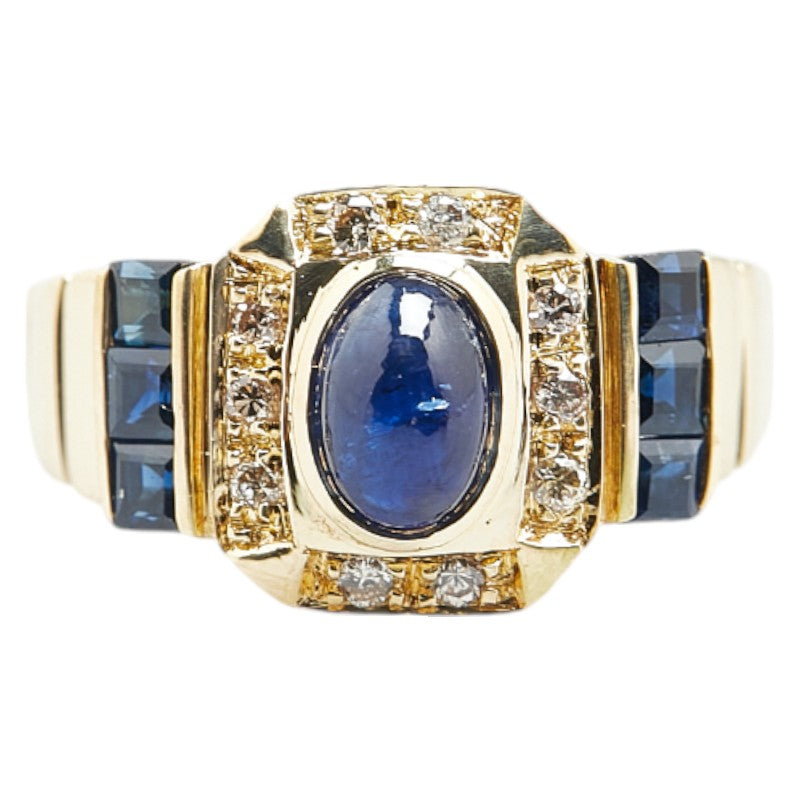 K18YG Yellow Gold Sapphire 1.20ct Diamond 0.10ct Ring