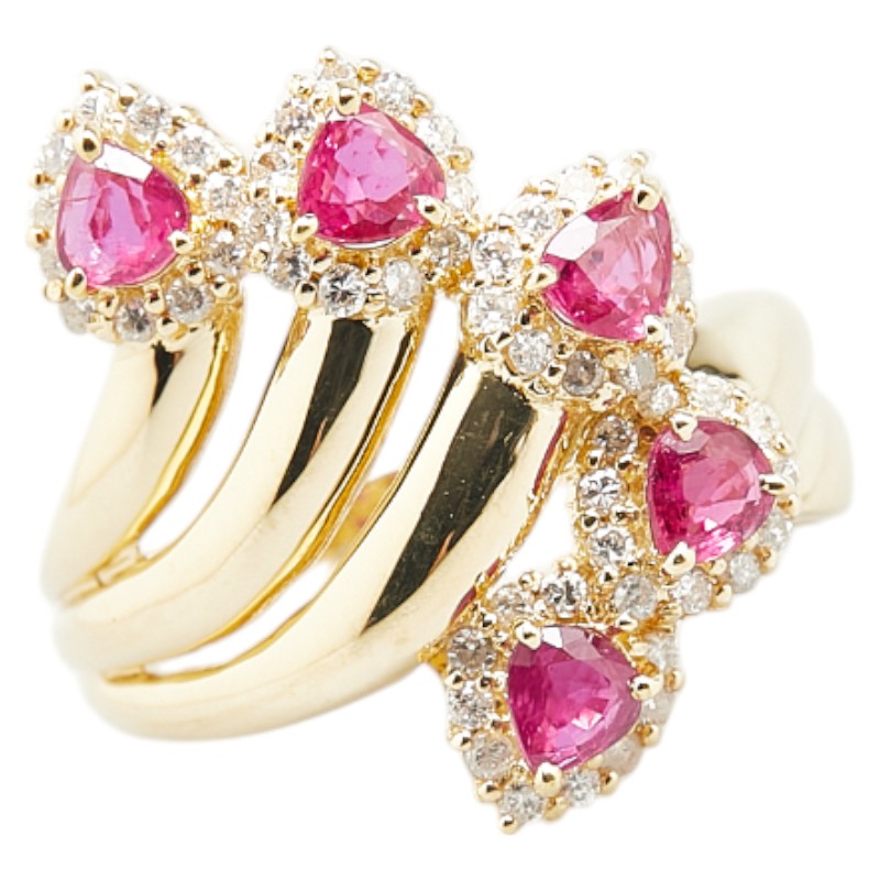 K18YG Yellow Gold Ruby Diamond Ring