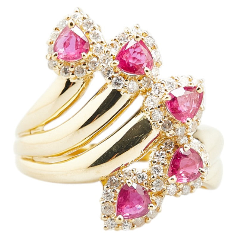 K18YG Yellow Gold Ruby Diamond Ring