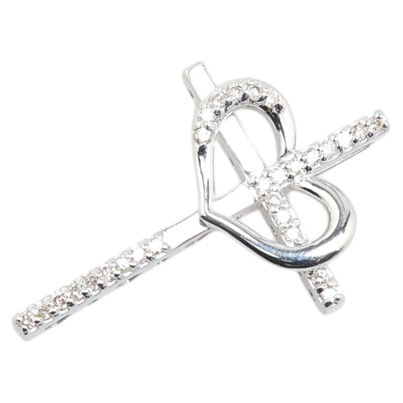 K18WG White Gold Diamond Heart Cross Pendant