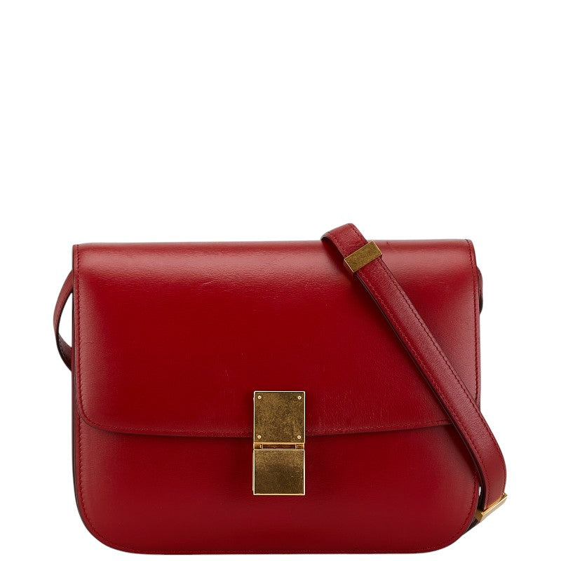 Celine Classic Box Leather Shoulder Bag Red