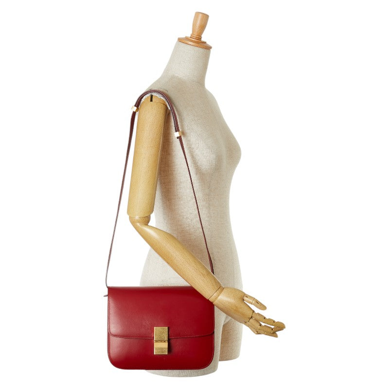 Celine Classic Box Leather Shoulder Bag Red